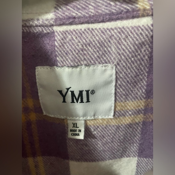 YMI Lavender and Cream Plaid Shirt - Picture 2 of 2